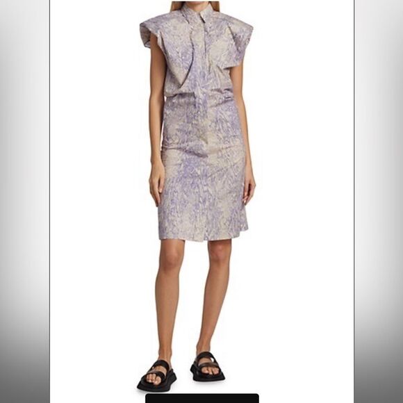🎀 NWT Remain Birger Christensen marika marbled print shirt dress us 10 - Picture 2 of 16